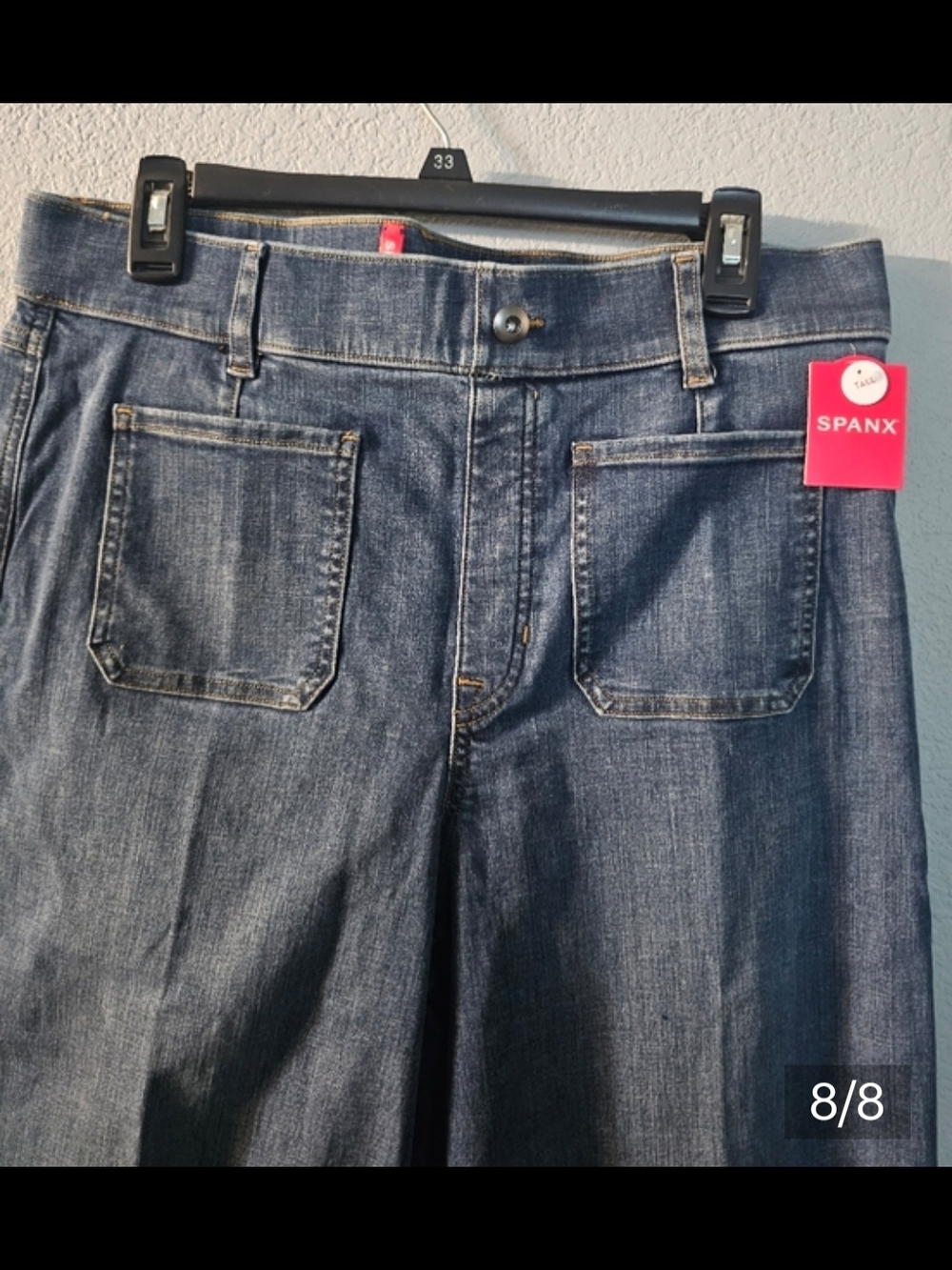 SPANX Wide-Leg High-Rise Denim Jeans - Dark Blue - Picture 5 of 7